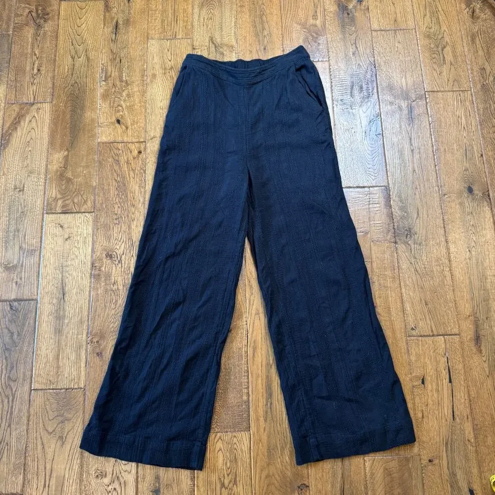Free People Wide Leg Linen Blend Pants Women's S Beach Coastal Resort Boho Black